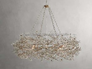 Lampadario <span class=keywords><strong>Fiore</strong></span> in Stile Americano Nordico Moderno, Nuovo Design di Lusso, Lampadario a Sospensione in Cristallo a Forma di Ramo d'Albero - Product Image 4