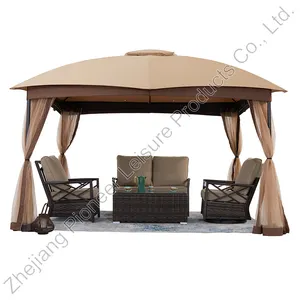 Gazebo de Patio de doble techo de cúpula independiente Premium de fabricante profesional con Red para Villa Hotel