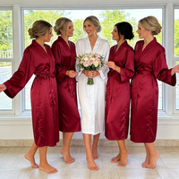 Robe Kimono en Soie Satinée Mate Douce à Col en V et Manches Longues pour Femme, 12 Couleurs en Stock, Robes de Mariage Douces, Respirantes et Lisses