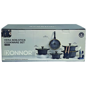 Juego de Utensilios de Cocina de Lujo de 21 Piezas Antiadherentes de Aluminio con Tapas de Vidrio para Suministro al por Mayor de Fábrica - Product Image 3