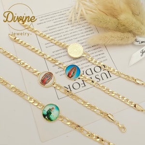 Bracelet religieux <span class=keywords><strong>Divino</strong></span> Nino Jésus Saint Jude Vierge Marie Bracelet en alliage plaqué or 14 carats Bracelet Figaro de haute qualité - Product Image 3