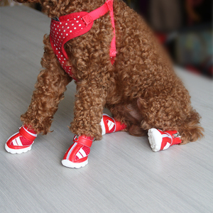 4 Pezzi Scarpe Antiscivolo Impermeabili <span class=keywords><strong>per</strong></span> Cuccioli Sneakers Traspiranti Stivaletti <span class=keywords><strong>per</strong></span> Cani - Product Image 5