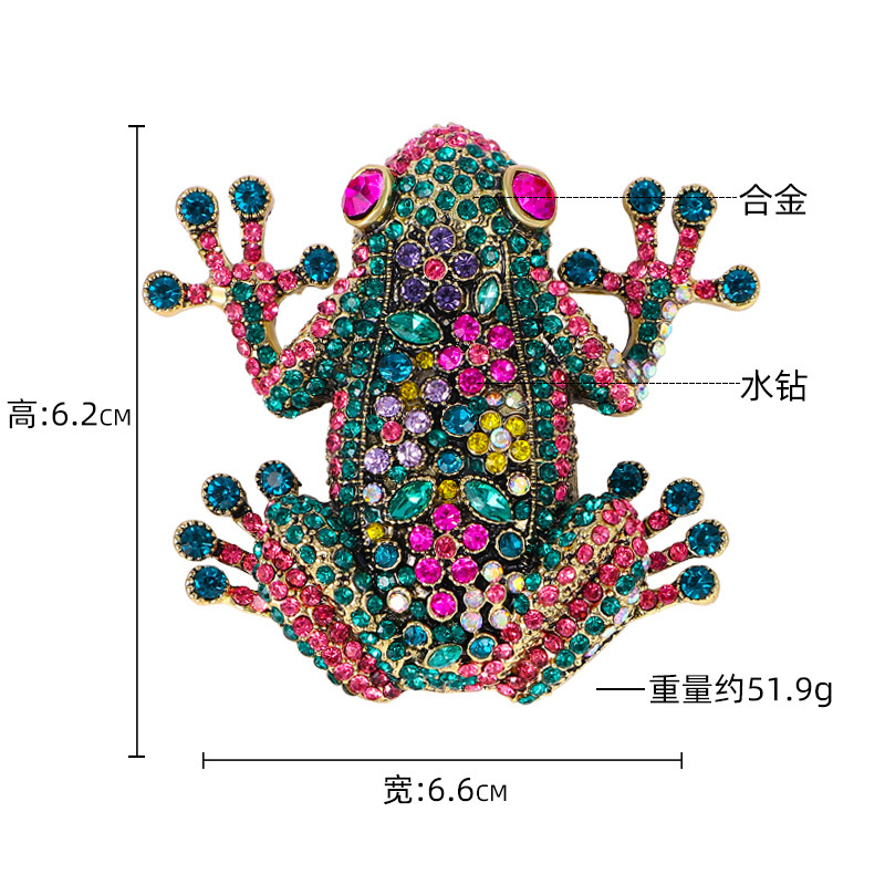 Alilang Abalone Shell Frog Brooch - Cross-Legged Sitting Frog Pin, Retro Crystal Corsage - View #2