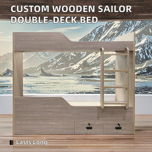 Custom moderno a due piani in legno letto a castello in stile marinaio mobili <span class=keywords><strong>per</strong></span> camera da letto con pannello in legno mobili moderni fatti a mano - Product Image 3