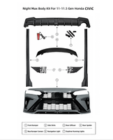 Kit Carrosserie Style Night Max pour Honda Civic 11ème Génération 2022-2026 : Pare-chocs Avant, Jupes Latérales, Lame Arrière – Kit Carrosserie Civic 11ème Génération