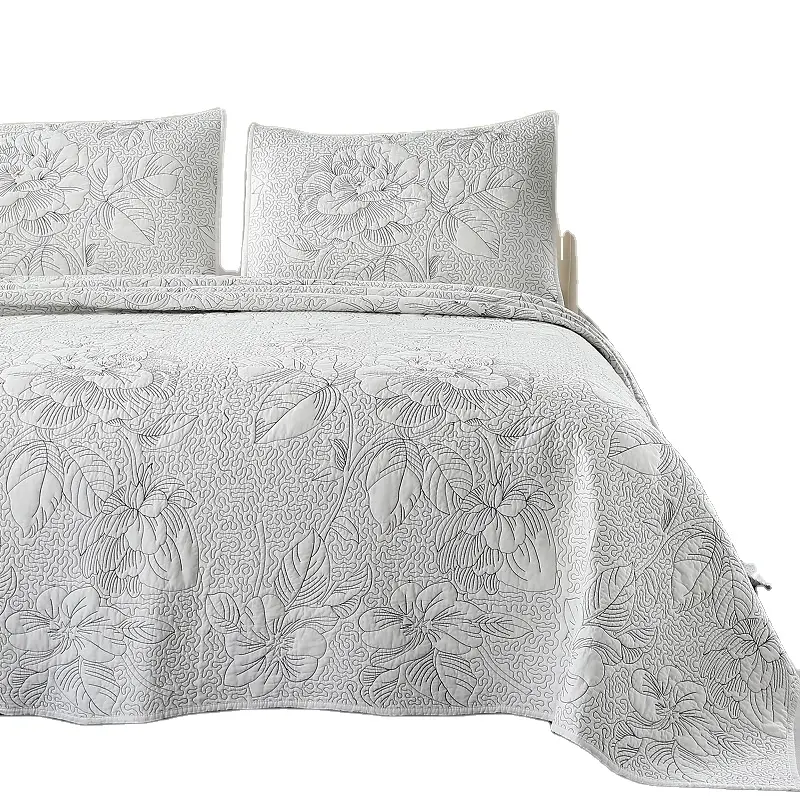 Set di biancheria da letto per tende con motivo floreale ricamato in cotone 100% stile americano