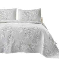 100% coton Style américain ensemble de literie à la main brodé fleur motif couverture matelassé rideau