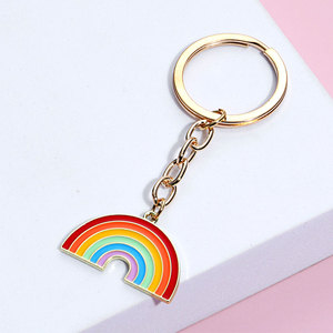 Cá nhân giá rẻ tùy chỉnh đầy màu sắc mạ vàng móc chìa khóa Keyring kim loại men số lượng lớn cầu vồng Keychain - Product Image 2