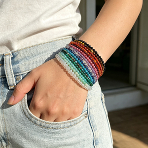 Bracelet de perles de pierre de naissance rondes à facettes, perles de pierre naturelle de 4 mm, personnalisable, vente en gros, petites entreprises, commandes en gros pour la revente - Product Image 1