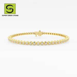 SuperGS SGSB001 Hpht Bangle Custom Bangle 18k White Gold Gemstones Lab Grown Diamond Tennis Emerald Bracelet