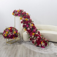 Großhandel Realistische Seiden-Kunstblumen Rosen-Girlande Rosa Rot Hochzeit Weihnachten Ostern Deko-Zubehör Eingang Gang Auffahrt