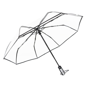 Custom logo Fashion Fully-automatic 27 Inch Umbrella Rainproof Transparent 3 Folding Windproof Travel Umbrella Compact Umbrella - Product Image 2