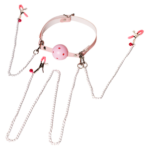 Jouet BDSM oral féminin SM en cuir PU avec chaîne à clip et muselière pour équipement de bondage - Product Image 5