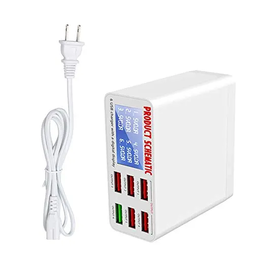 Cargador usb multipuerto 5V 3A carga rápida 3,0 40W 6 Puerto supresor de picos de tensión de cargador multi usb