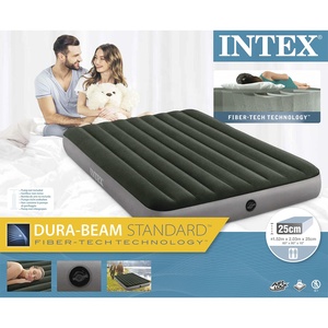<span class=keywords><strong>INTEX</strong></span>-colchón inflable para acampada, cama de aire de tamaño Queen, color verde, flocado, para interior y exterior, 64109 - Product Image 3