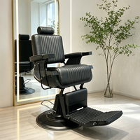 Fauteuil de Barbier Professionnel Noir Moderne Réglable et Inclinable Pivotant Robuste pour Salon de Coiffure – Vente en Gros