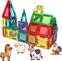 Juego de Bloques Magnéticos de Plástico con Temática de Granja 2026, en Caja de Viaje, 45 Piezas, Mini Bloques de Construcción Magnéticos para Niños