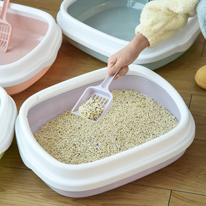 Extra Large <b>Cat</b> <b>Litter</b> Box Rectangle Semi-Enclosed Splash Proof Thickened For <b>Cats</b> And Dogs Mixed Colors - Product Image 1