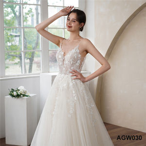 Personnalisé Chic Doux Style Sexy Dos Nu col en V pleine boule robe de mariée robe de mariée <span class=keywords><strong>pour</strong></span> la mariée Spaghetti Strap - Product Image 3