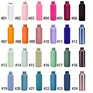 Custom Logo 500Ml Drink Stainless Steel Double Wall Vacuum Flask Thermal <b>Rubber</b> Paint <b>Matte</b> Sports Water Bottle - Product Image 2