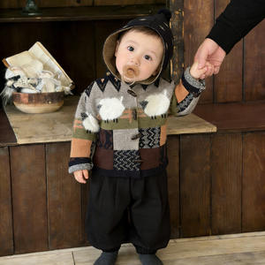 Vêtements pour bébé en acrylique de style coréen, printemps automne, garçons filles, manteau tricoté rétro, ensemble tendance deux pièces pour garçons - Product Image 1