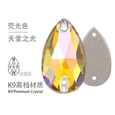 Hmt200 forma a goccia cucire su bottoni piatti in vetro colorato bottoni in strass di cristallo K9 di alta qualità