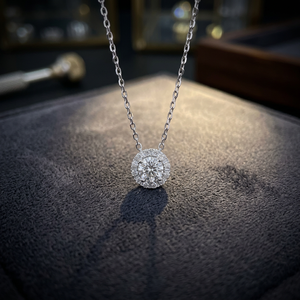 Joyería Fina de Oro con Diamantes Cultivados en Laboratorio, Oro Sólido de 9K, 10K, 14K, 18K, Halo de Diamantes VVS, Collar Clásico Unisex - Product Image 1
