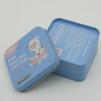 Vente en gros Récipients métalliques recyclables personnalisés Petites boîtes carrées en fer blanc gaufré pour l'emballage de barres de savon shampooing