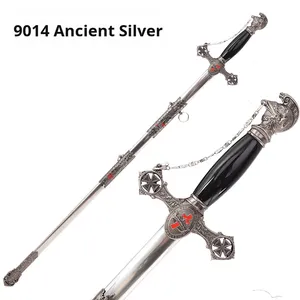 Thanh kiếm biểu diễn nghi lễ của hiệp sĩ Phương Tây phong cách Châu Âu mạ bạc khắc chữ thập Đỏ hiệp sĩ chỉ huy thanh kiếm - Product Image 6