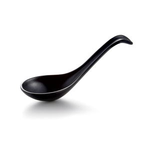 Best Selling Restaurant Melamine Black Japanese Bent Fruit <strong>Soup</strong> <strong>Spoon</strong> - Product Image 1