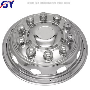 Couverture de <span class=keywords><strong>roue</strong></span> arrière universel en acier inoxydable, accessoire de luxe pour camion, remorque de voiture, 22.5 pouces - Product Image 2