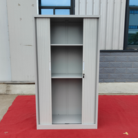 Armoire de classement en acier pour bureau, porte à enroulement en acier, armoire métallique à tambour, armoire en fer avec 4 étagères réglables