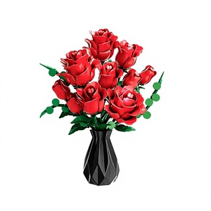 Bloques <span class=keywords><strong>de</strong></span> Construcción <span class=keywords><strong>de</strong></span> Plástico, <span class=keywords><strong>Ramo</strong></span> <span class=keywords><strong>de</strong></span> <span class=keywords><strong>Rosas</strong></span> Rojas, Arreglo Floral Eterno, Juguete DIY, Regalos para el Día <span class=keywords><strong>de</strong></span> San Valentín para Niñas - Product Image 1