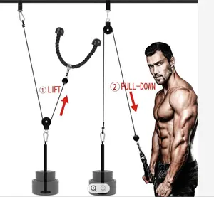 DIY Home Gym Fitness System Arm Biceps Triceps Blaster Rope Machine Steel Pulley Cable Hand Strength Training Exercise Equipment