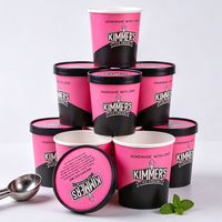 Gobelet en papier pour crème glacée biodégradable et écologique avec logo personnalisable, avec couvercle en papier de qualité alimentaire
