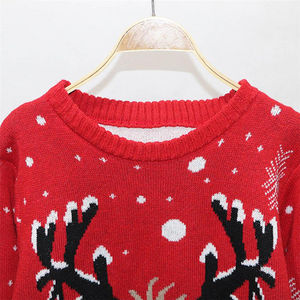 Acrylic <strong>Cheap</strong> Factory Price Red Color <strong>Jumper</strong> Classical Deer Pattern Hot-sale Custom <strong>Christmas</strong> Holiday Sweater - Product Image 3