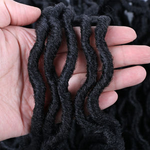 Vente en gros de locs synthétiques souples de 14 à 26 pouces pour dreadlocks, faux locs, tresses au crochet, locs ondulés de déesse, trame unique, 90g de cheveux - Product Image 3