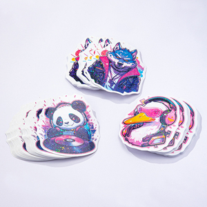 Autocollant en <span class=keywords><strong>film</strong></span> holographique à points, imperméable, durable, en vinyle, design créatif, logo de marque personnalisé, auto-adhésif, haute qualité, découpé à la forme - Product Image 3