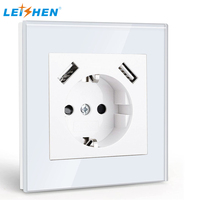 Prise murale électrique intelligente LEISHEN G;ass Face Frame type UE avec chargeur USB-C PD30W pour la maison