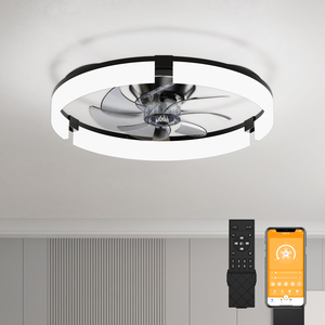 Intelligent Mute DC Motor LED <b>Fan</b> Light <b>Remote</b> & App <b>Control</b> 6-Speed 7 Blades Dimmable Iron Lamp Body Low Noise Modern Bedroom - Product Image 1