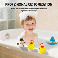 Canard en caoutchouc miniature de Noël de 5 cm, jouet de bain flottant qui couine, PVC vinyle, impression de logo personnalisée, EN71/ASTM, OEM/ODM, vente en gros