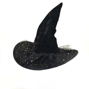 Nouveau chapeau de sorcière en velours d'Halloween avec étoile plissée et accessoires de chauve-souris araignée lune pour le maquillage pour les fêtes et les festivités - Product Image 3