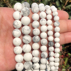 Perline di pietra rotonde di <span class=keywords><strong>Howlite</strong></span> bianco opaco alla moda 4/6/8/10/12mm smalto opaco per la creazione di gioielli fai da te - Product Image 2