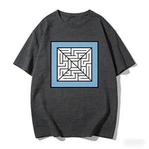 T-shirt en coton à imprimé géométrique Maze de qualité supérieure et haut décontracté personnalisable de haute qualité pour femmes - Product Image 2