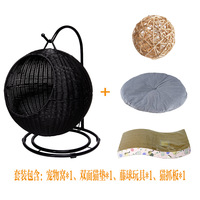 Elevated Wicker Cat Bed Basket Swinging Pet House Ninho para Cachorro Pequeno Gato com Almofada