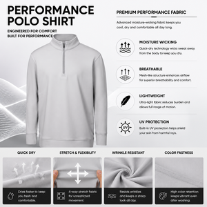 Produits phares de haute qualité : Pull de golf respirant et à séchage rapide, couleur unie, avec fermeture éclair quart de tour - Product Image 5