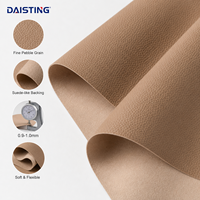 Bahan Kulit Sintetis Semi PU 3D Litchi Lychee Pebble Grain untuk Tas, Sabuk, Dompet, Tas Tangan dengan Lapisan Suede Lembut 0.9mm