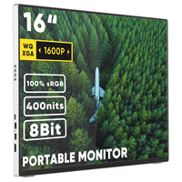 Moniteur portable ultra-fin 16 pouces 2.5K QHD argenté IPS à bords fins sur 4 côtés, Type C, haut-parleur intégré, idéal pour ordinateur portable et voyages d'affaires