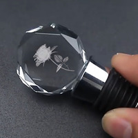 Bouchon de bouteille en verre cristal en vrac bon marché avec logo personnalisé fantaisie cadeau de mariage de l'événement bouchons de vin pour souvenirs