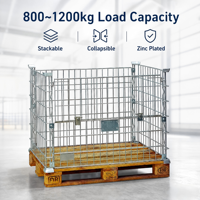 Cage à palettes en acier galvanisé soudé, robuste, pliable et empilable, avec conception détachable pour la logistique d'entrepôt